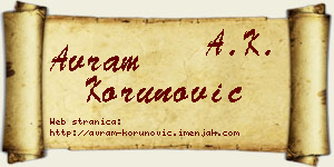 Avram Korunović vizit kartica